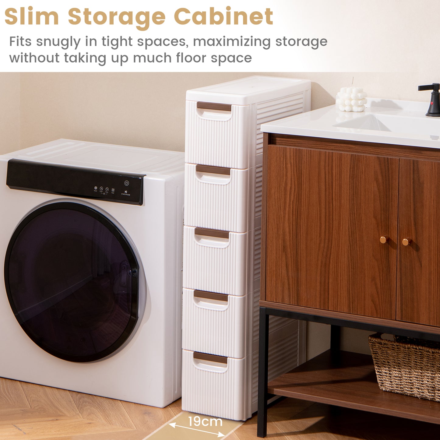 3/4/5/6-Drawer Narrow Storage Cabinet for Small Space-5-Tier