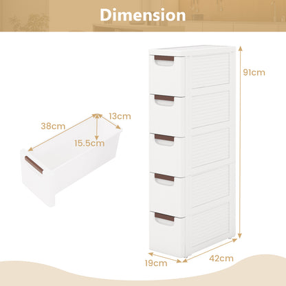 3/4/5/6-Drawer Narrow Storage Cabinet for Small Space-5-Tier