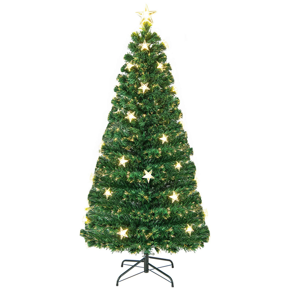 5/6FT Fiber Optic Artificial Christmas Tree with 21 Star LED Lights-5FT