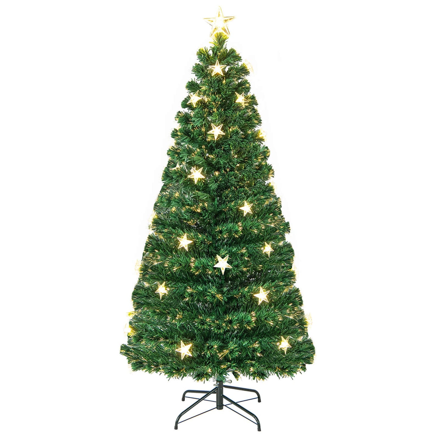 5/6FT Fiber Optic Artificial Christmas Tree with 21 Star LED Lights-5FT