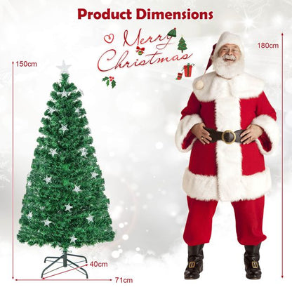 5/6FT Fiber Optic Artificial Christmas Tree with 21 Star LED Lights-5FT