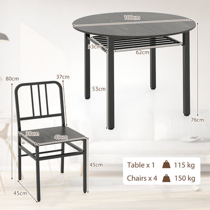 5 Piece Dining Table Set with Storage Rack for Dining Room