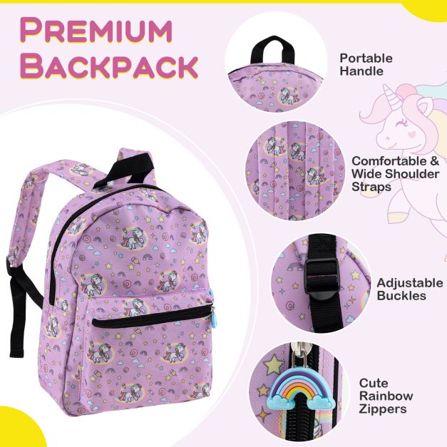 5 Piece Kids Luggage Set with Backpack, Neck Pillow, Name Tag, Lunch Bag-Hot Pink