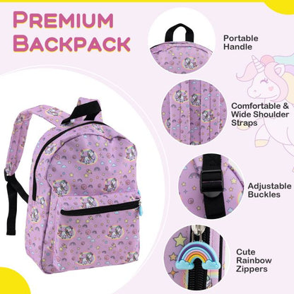 5 Piece Kids Luggage Set with Backpack, Neck Pillow, Name Tag, Lunch Bag-Hot Pink