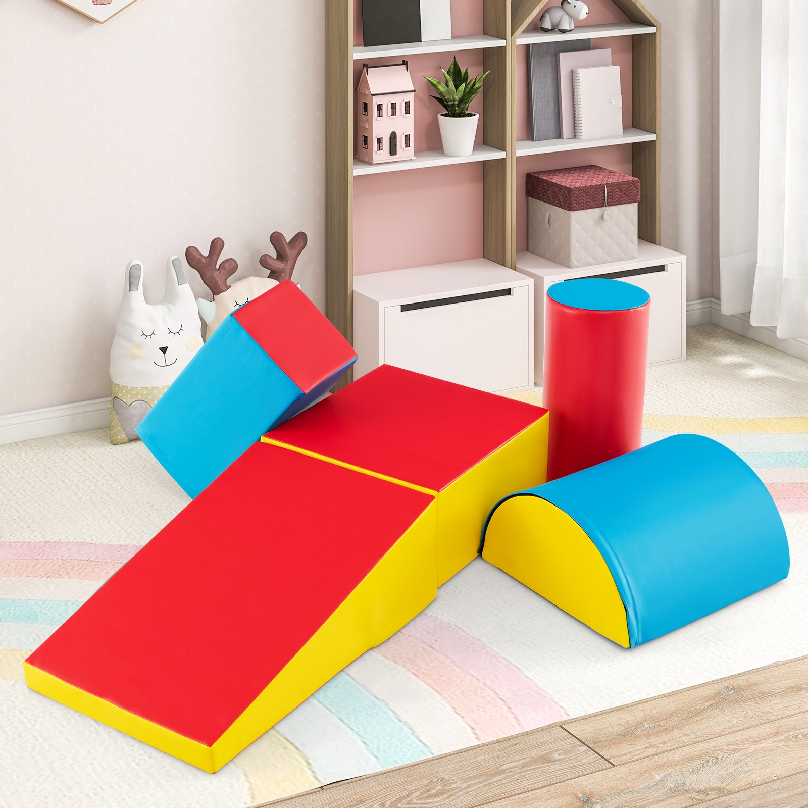 5-Piece Soft Waterproof Kids Climb and Crawl Activity Playset-Blue &amp;amp;amp; Red