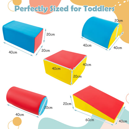 5-Piece Soft Waterproof Kids Climb and Crawl Activity Playset-Blue &amp;amp;amp; Red
