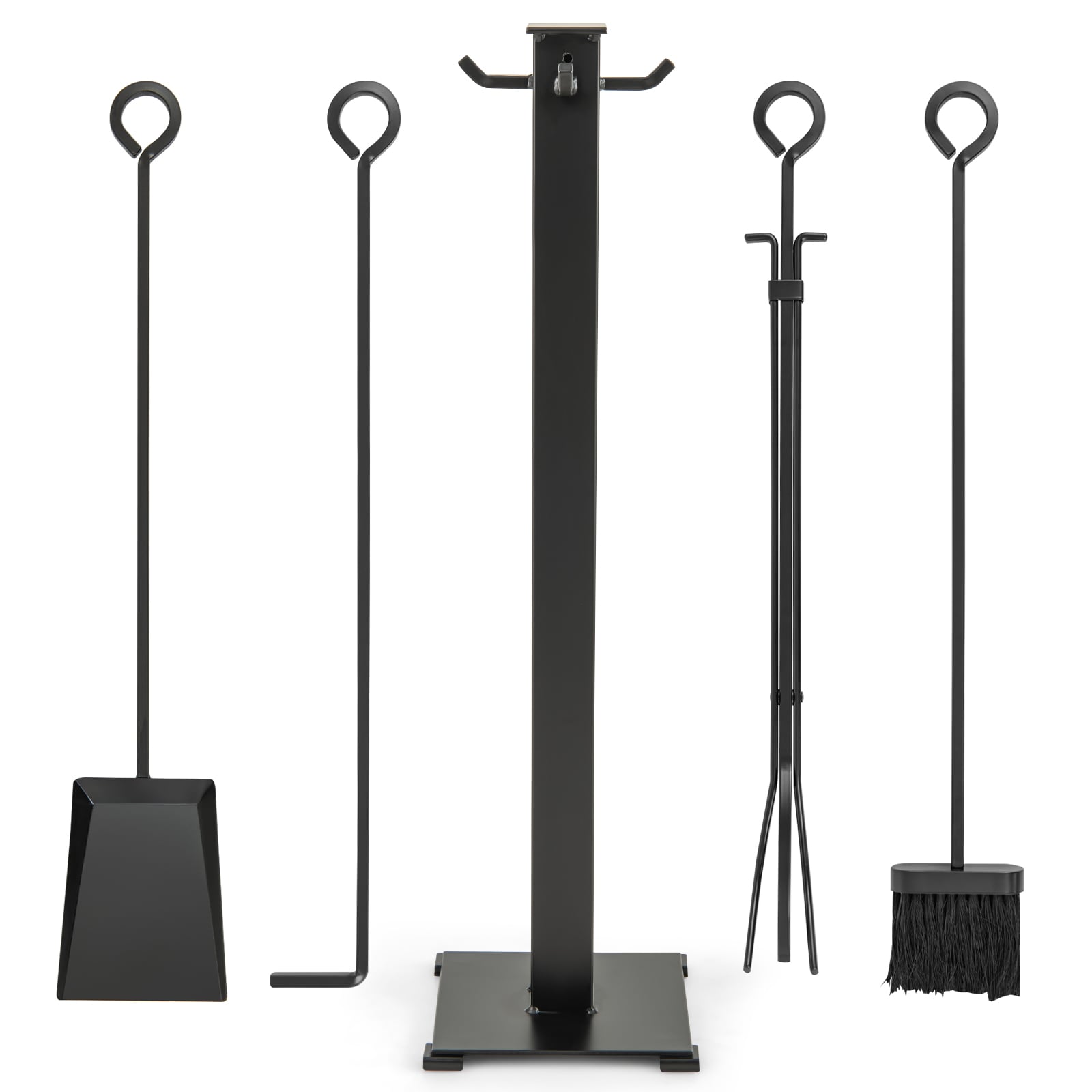 5 Pieces Fireplace Tools Set with Poker and Base Stand Holder