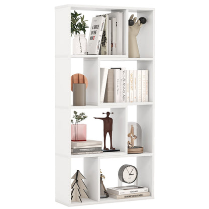5-Tier Geometric Bookshelf with 8 Cubes Floor Standing Open Display-White