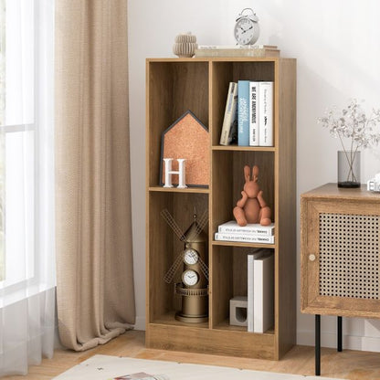 5-Cube Freestanding Storage Bookshelf with 2 Anti-Tipping Kits-Natural