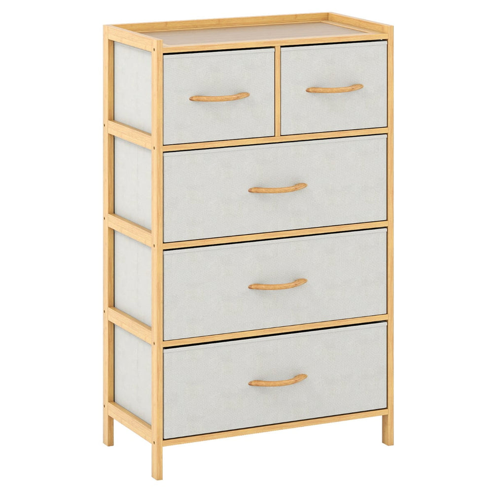 5-Drawer Bamboo Chest of Drawers Vertical Storage Tower-Natural