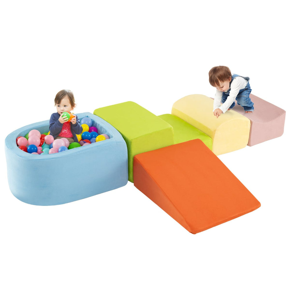 5-Piece Climb and Crawl Playset with Ball Pit for Kids (Ocean Balls Not Included)-Colourful