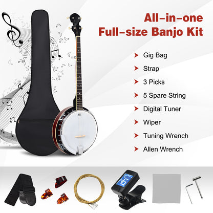 Full Size 5-string Banjo with 24 Bracket Remo Head