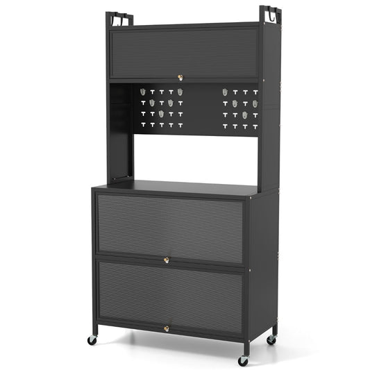 5 Tier Kitchen Bakers Rack Multifunctional Microwave Stand-Black