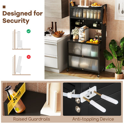 5 Tier Kitchen Bakers Rack Multifunctional Microwave Stand-Black