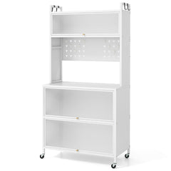 5 Tier Kitchen Bakers Rack Multifunctional Microwave Stand-White