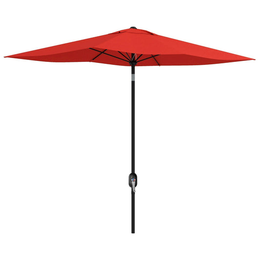 Outsunny 2 x 3(m) Garden Parasol Umbrella, Rectangular Outdoor Market Umbrella Sun Shade with Crank & Push Button Tilt, 6 Ribs, Aluminium Pole, Wine Red