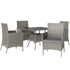 Outsunny Five-Pieces Rattan Dining Set - Light Grey