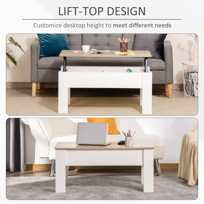 Lift Top Coffee Table with Hidden Storage Compartment, Lift Tabletop Pop-Up Centre Table for Living Room