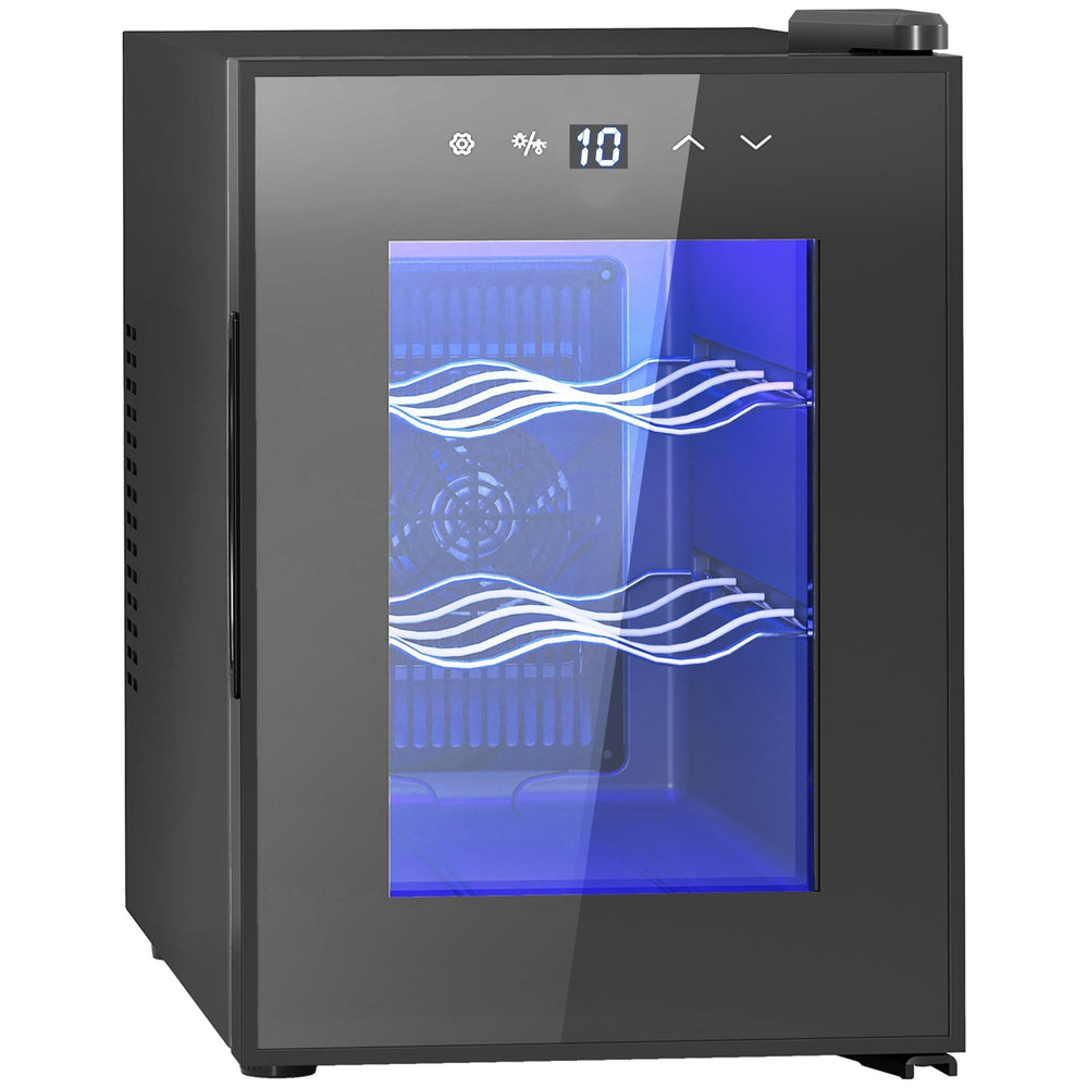 HOMCOM Six Bottle 8-18 degrees C Countertop Wine Fridge - Black