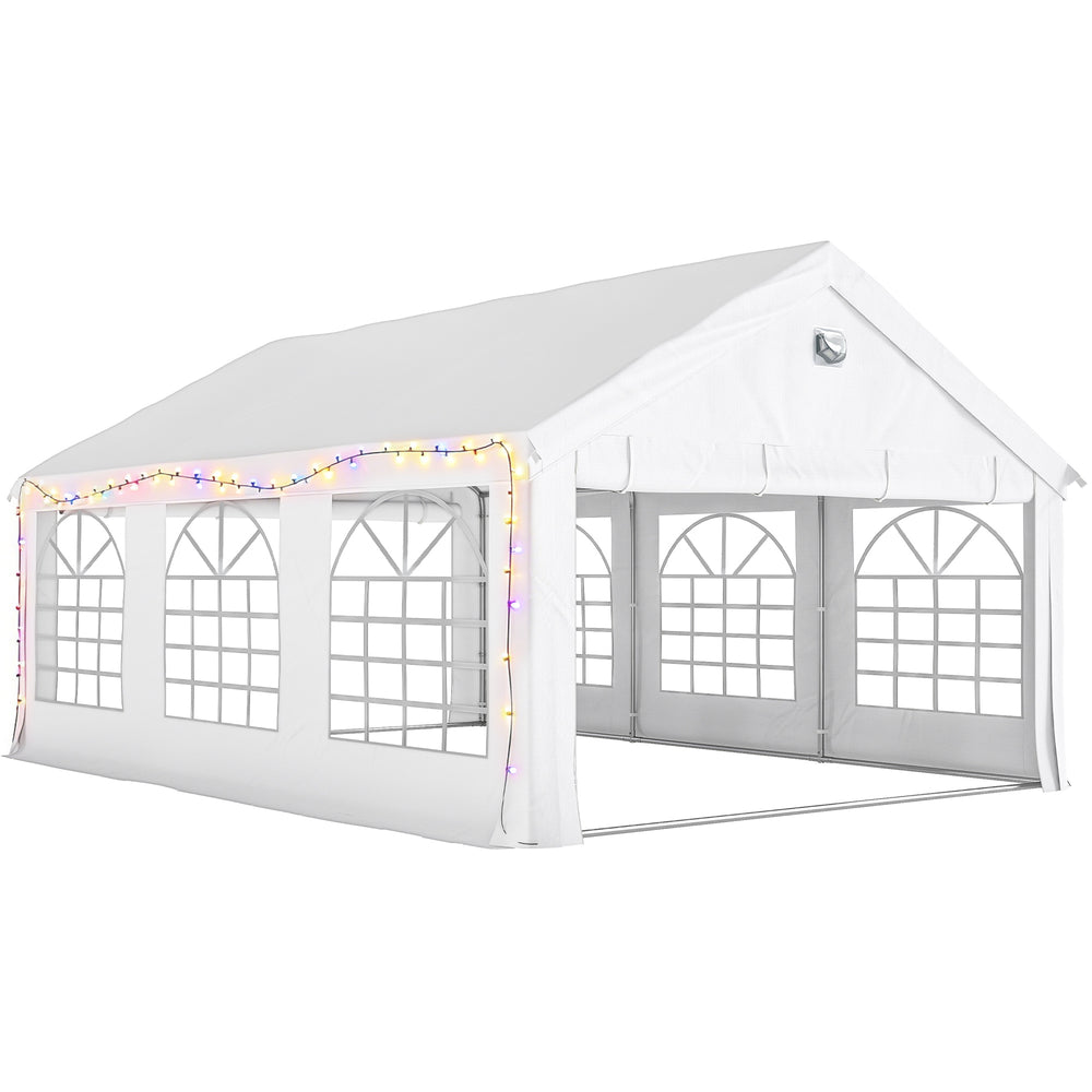Outsunny 6 x 4 m Party Tent, Heavy Duty Gazebo Canopy with Windows, Outdoor Party Wedding Tent with 4 Removable Sidewalls