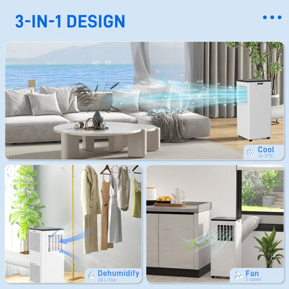 HOMCOM 9,000 BTU App-Controlled Mobile Air Conditioner, 20m2 Radius - White