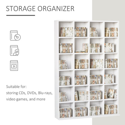 HOMCOM CD Storage Unit with Adjustable Shelves, 89 x 130.5 cm, White