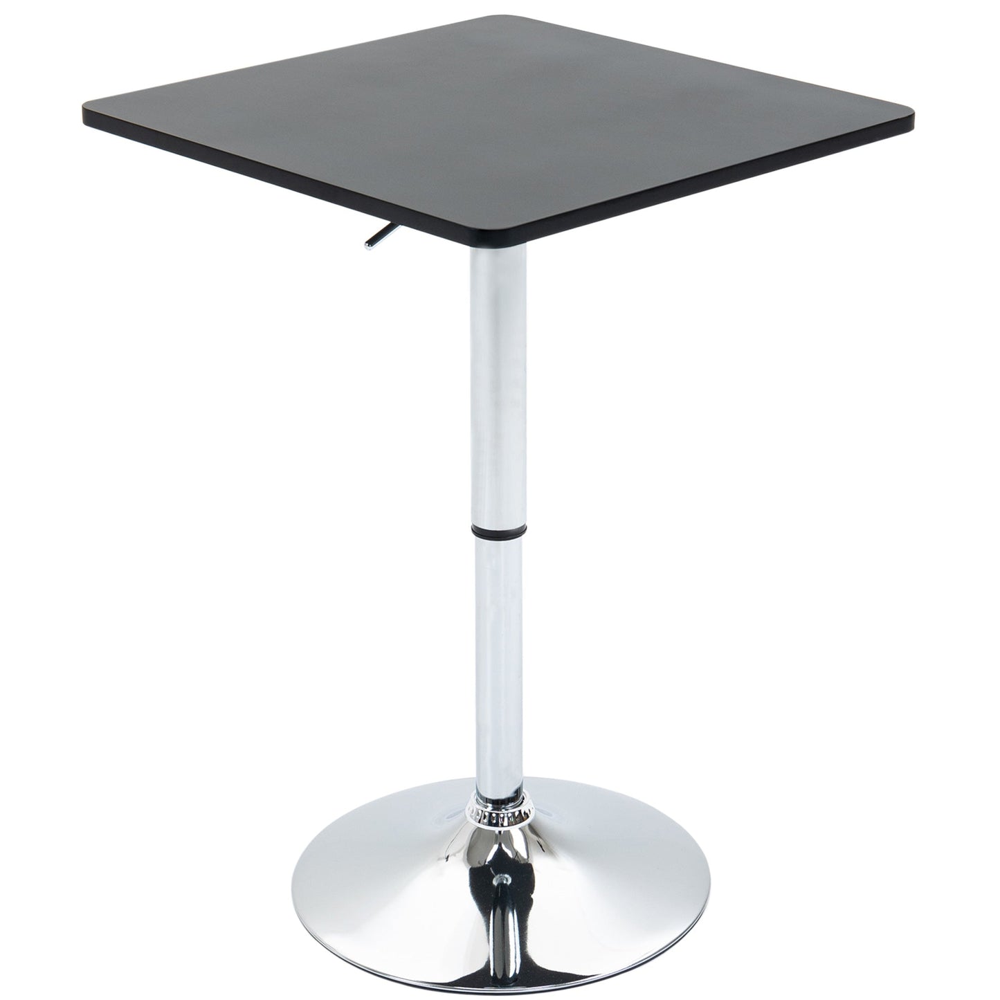 HOMCOM Modern Height Adjustable Counter Bar Table with 360 Swivel Tabletop and Electroplating Metal Base, Pub Desk for Living Room, Kitchen, Restaurant, Pub, Black and Silver