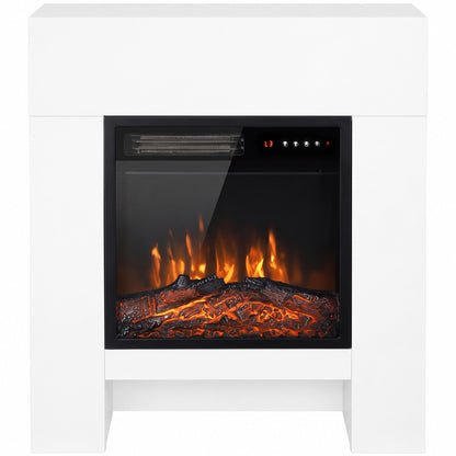 HOMCOM Freestanding Electric Fireplace Suite, Electric Fire and Surround with Shelf, Adjustable Flame Effect, Timer, Remote