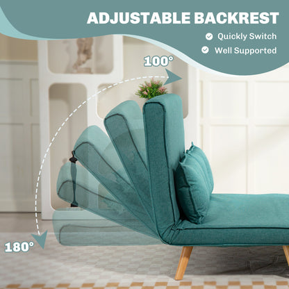 HOMCOM Two-Seater Linen-Look Sofa Bed - Green