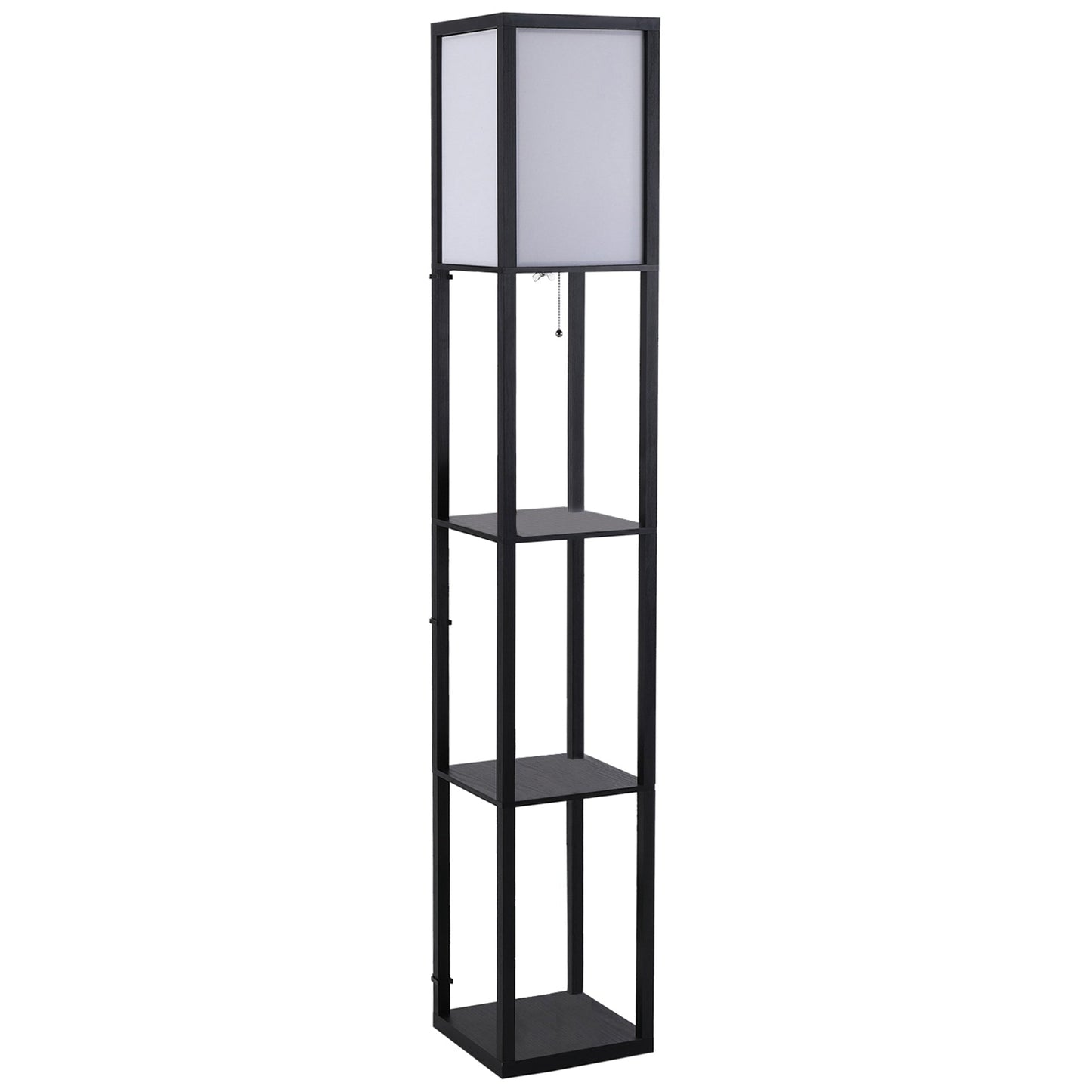 HOMCOM Floor Lamp with Shelves and Top Light, Modern Corner Standing Lamp for Living Room, Bedroom, Bulb not Included, Black