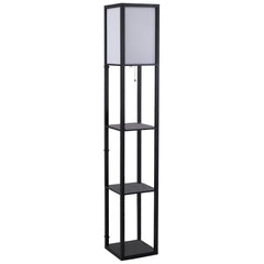 HOMCOM Floor Lamp with Shelves and Top Light, Modern Corner Standing Lamp for Living Room, Bedroom, Bulb not Included, Black