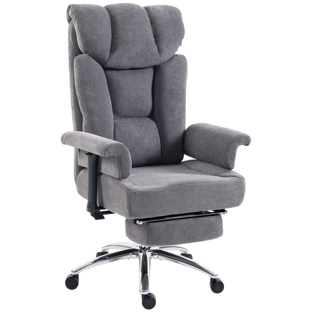 HOMCOM 250 kg Big and Tall Massage Office Chair with Heat, High Back, Height Adjustable Linen Executive Desk Chair, Dark Grey