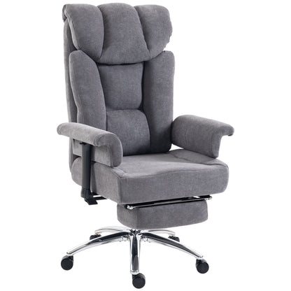 HOMCOM 250 kg Big and Tall Massage Office Chair with Heat, High Back, Height Adjustable Linen Executive Desk Chair, Dark Grey