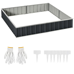 Outsunny 645L Metal Raised Garden Bed, DIY Large Steel Planter Box, No Bottom w/ A Pairs of Glove for Backyard, Patio to Grow Vegetables, Herbs, and Flowers, 258cmx90cm