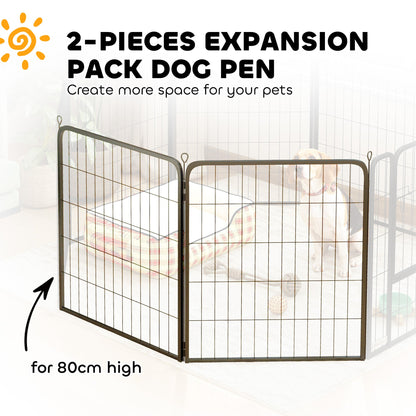 PawHut Two-Piece Dog Pen Expansion Pack for Medium Dogs, 80cm Tall Animal Pen with Three Connecting Stakes