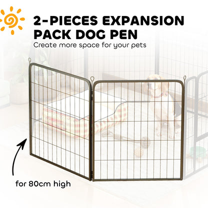 PawHut Two-Piece Dog Pen Expansion Pack for Medium Dogs, 80cm Tall Animal Pen with Three Connecting Stakes
