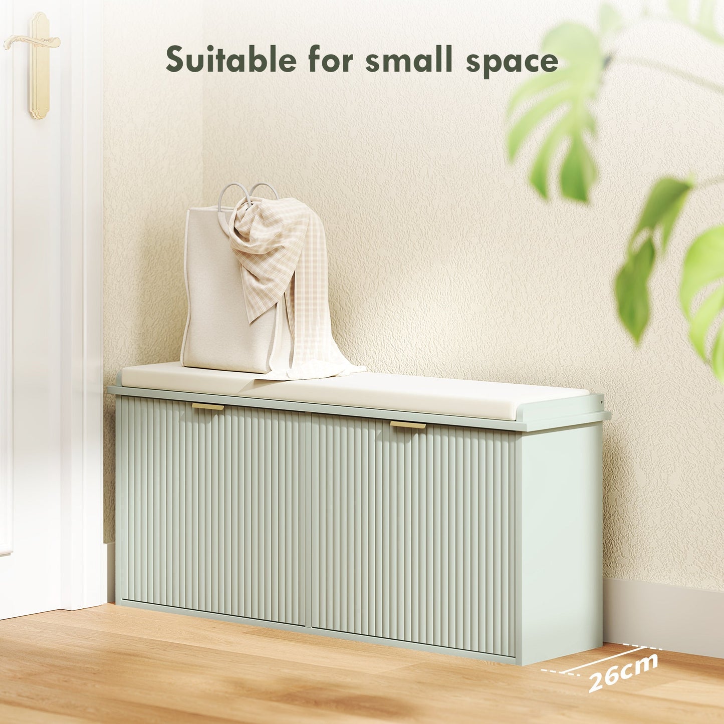 HOMCOM Elegant Ten Shoe Bench, with Top Seat - Green