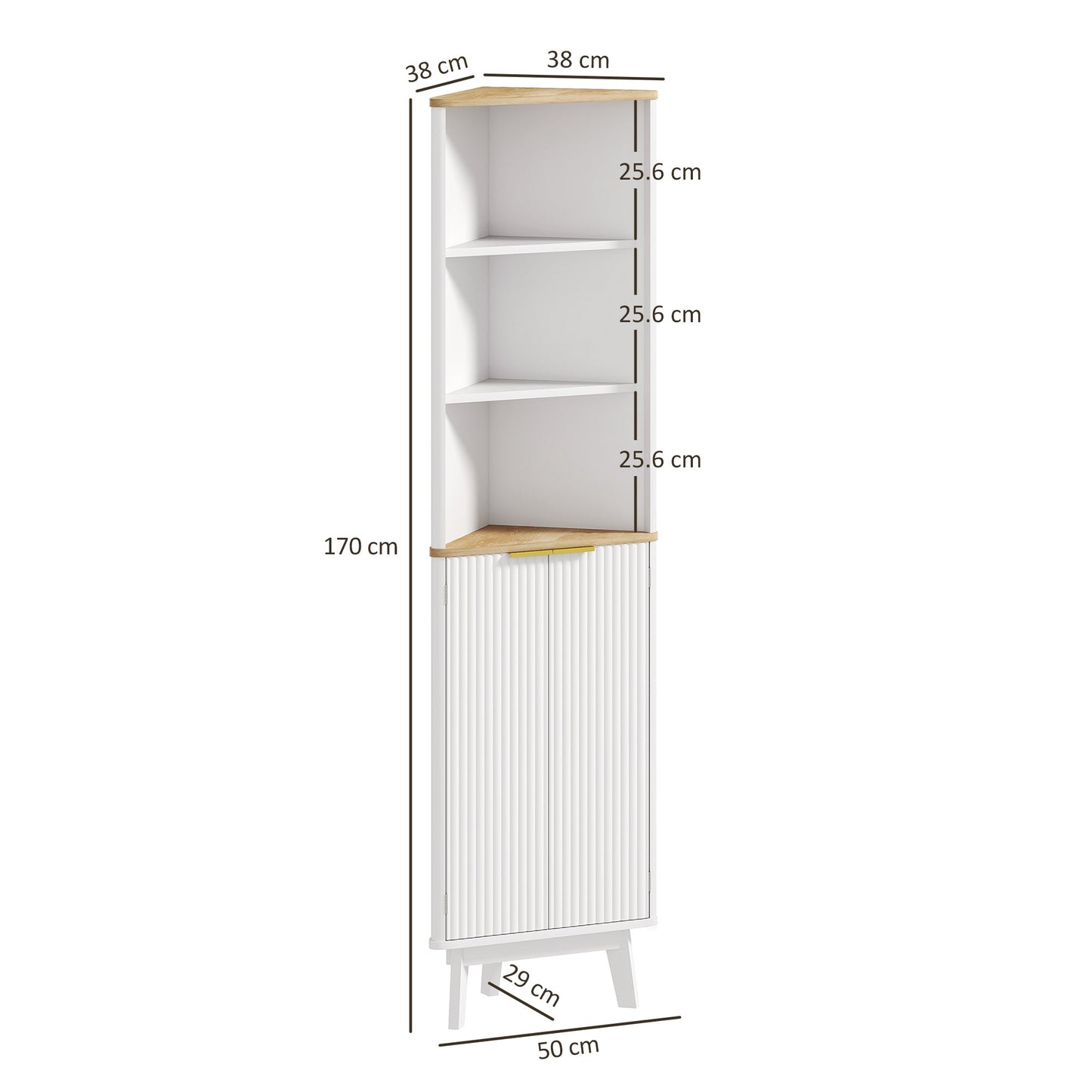 HOMCOM Tall Bathroom Storage Cabinet, Slim Bathroom Storage Unit with Doors and Adjustable Shelves, Freestanding Bathroom Cabinet with Curved Profile Design, White