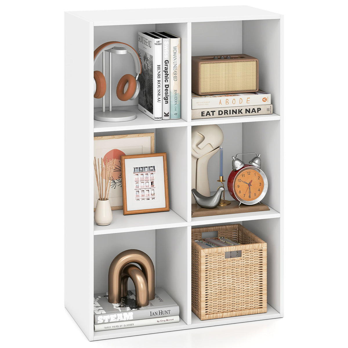 6-Cube Book Shelf Wooden Bookshelf Modern Bookcase Storage Organizer