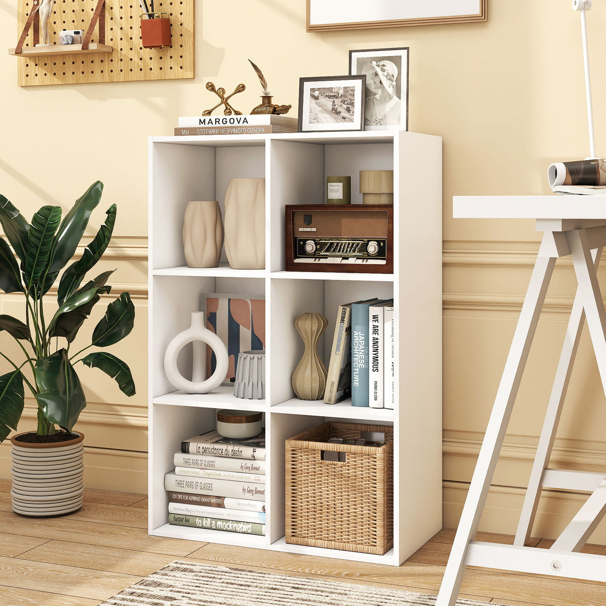6-Cube Book Shelf Wooden Bookshelf Modern Bookcase Storage Organizer