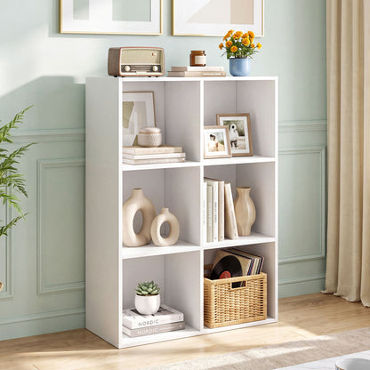 6-Cube Book Shelf Wooden Bookshelf Modern Bookcase Storage Organizer