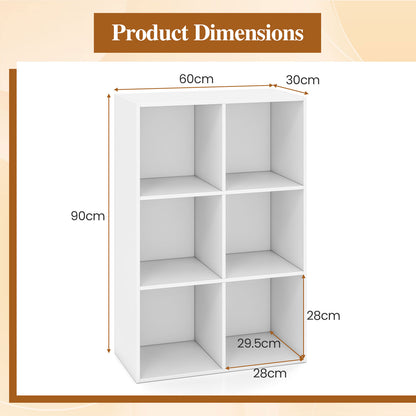 6-Cube Book Shelf Wooden Bookshelf Modern Bookcase Storage Organizer