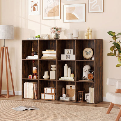 6-Cube Bookcase 3-Tier Storage Organizer with Anti-Tipping Kits for Living Room Study-Coffee