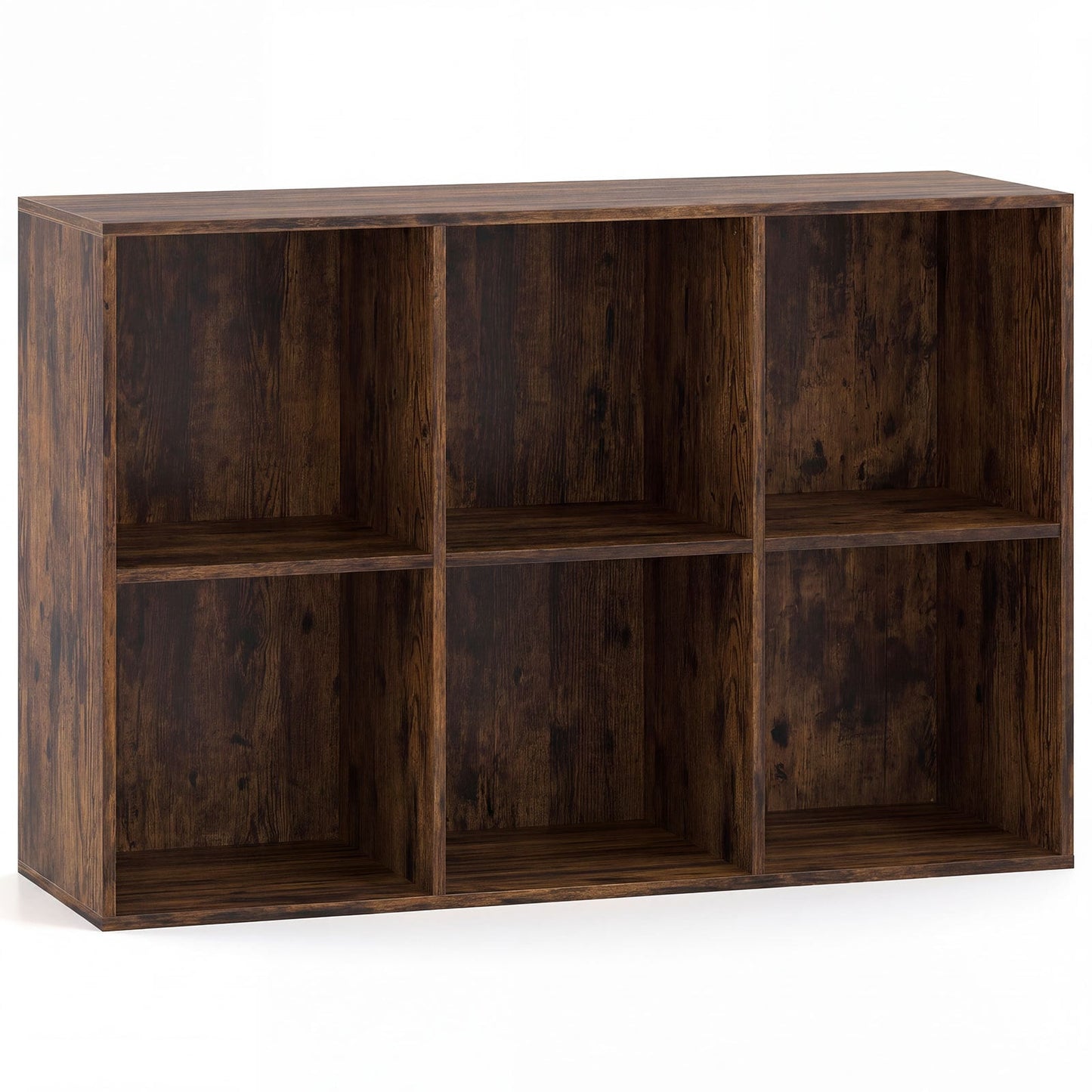 6-Cube Bookcase 3-Tier Storage Organizer with Anti-Tipping Kits for Living Room Study-Coffee
