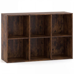 6-Cube Bookcase 3-Tier Storage Organizer with Anti-Tipping Kits for Living Room Study-Coffee