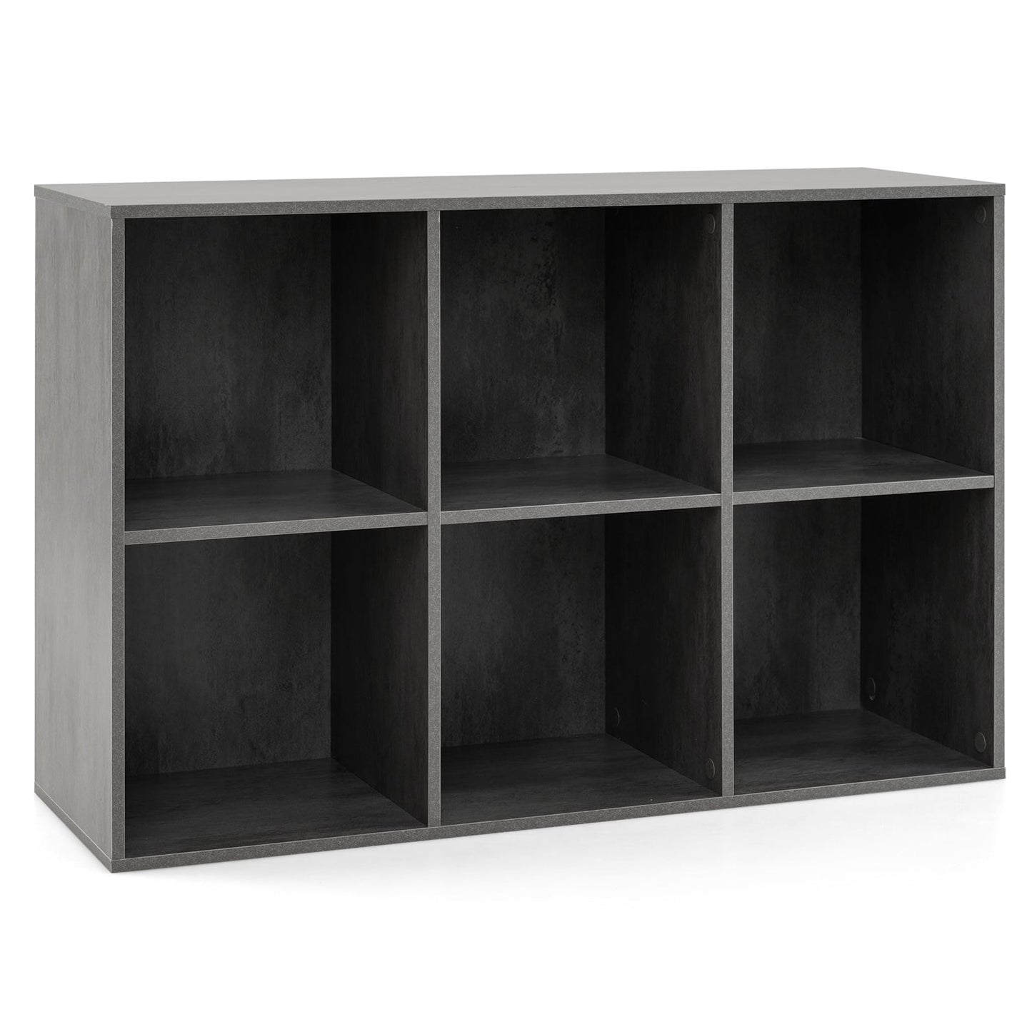 6-Cube Bookcase 3-Tier Storage Organizer with Anti-Tipping Kits for Living Room Study-Grey
