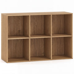6-Cube Bookcase 3-Tier Storage Organizer with Anti-Tipping Kits for Living Room Study-Natural