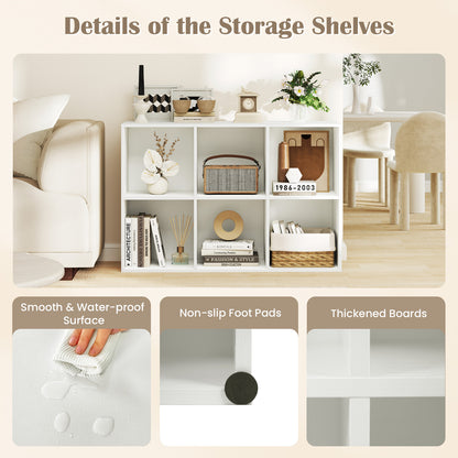 6-Cube Bookcase 3-Tier Storage Organizer with Anti-Tipping Kits for Living Room Study-White
