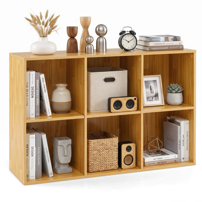 6-Cube Bookcase 3-Tier Storage Organizer with Anti-Tipping Kits for Living Room Study-Yellow