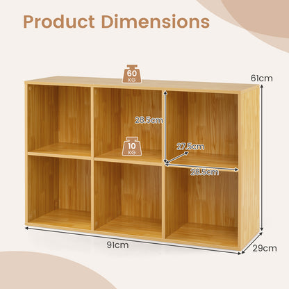 6-Cube Bookcase 3-Tier Storage Organizer with Anti-Tipping Kits for Living Room Study-Yellow